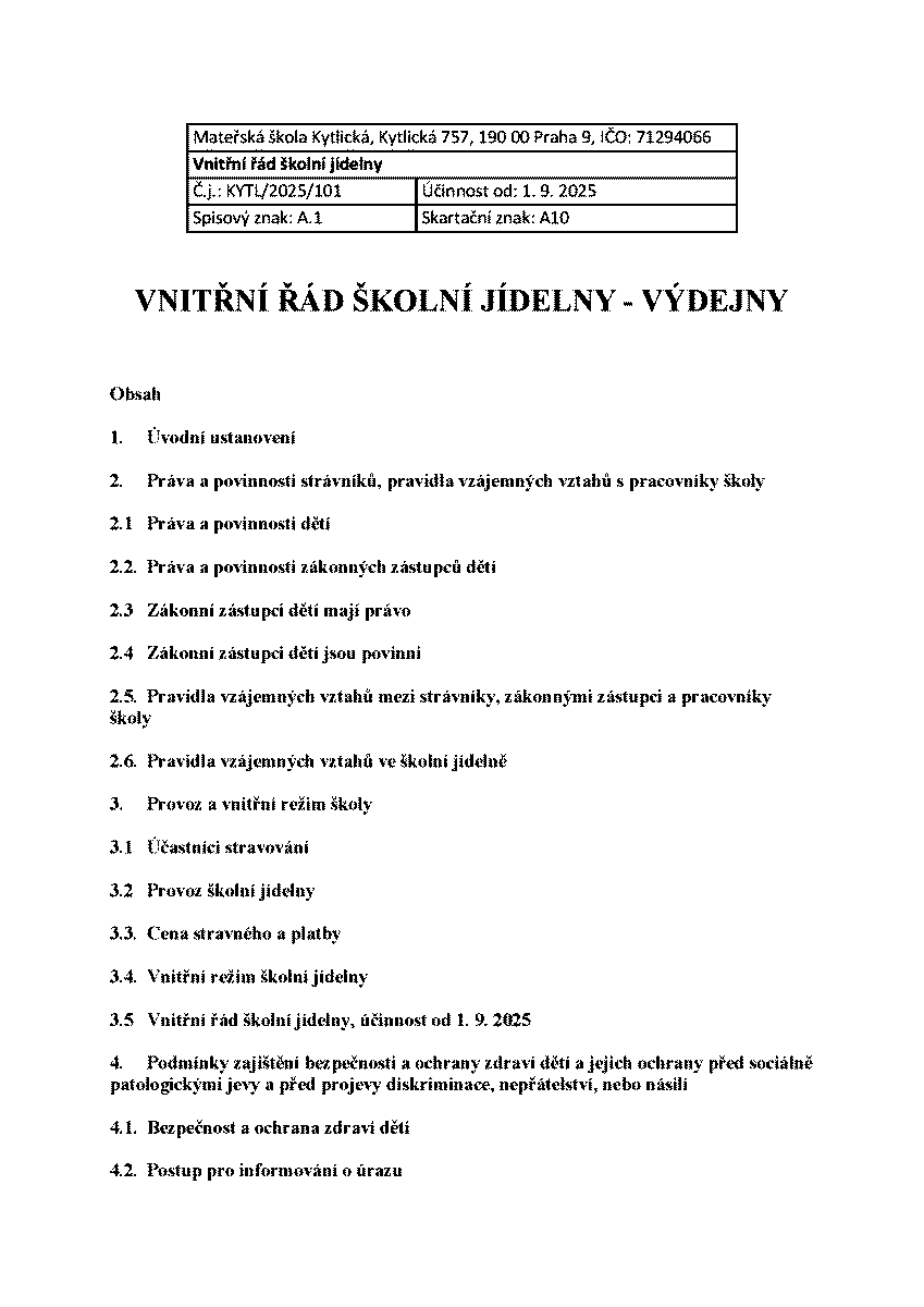 Vnitřní řád školní ídelny