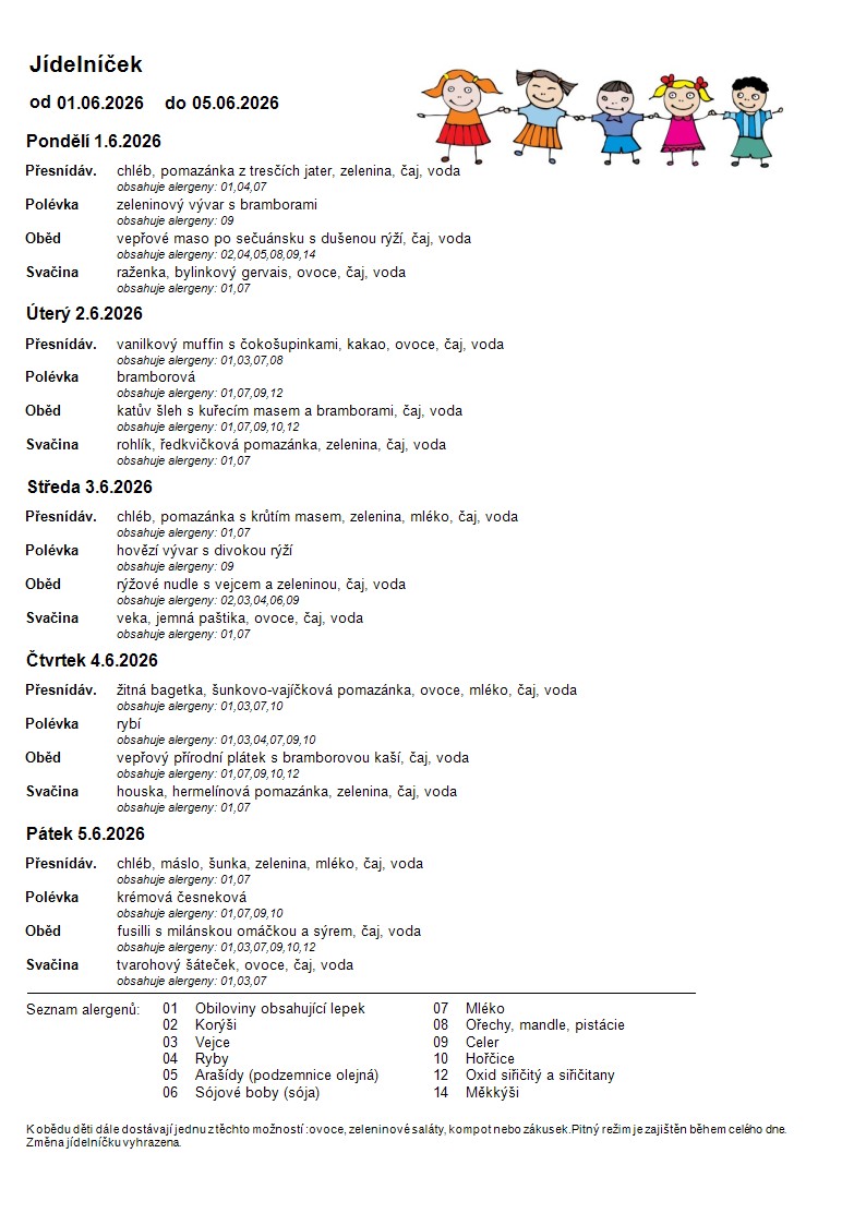 Jídelníček 1.6. – 5.6.