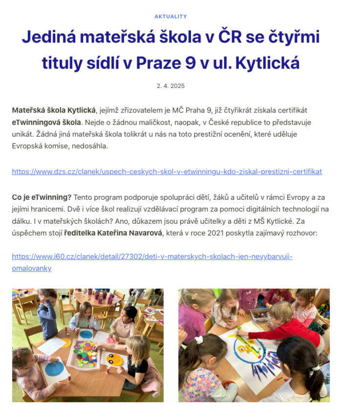 Napsali o nás Školy na devítce