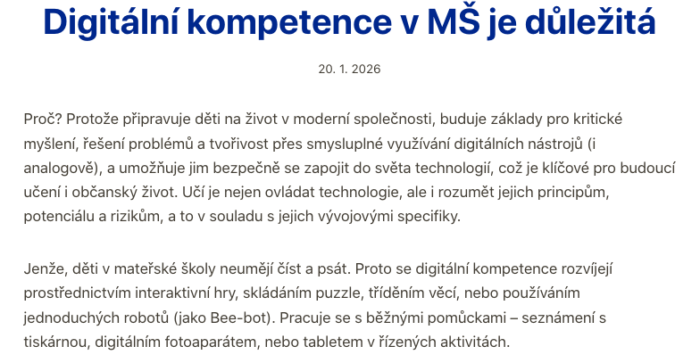 Digitální kompetence v MŠ je důležitá